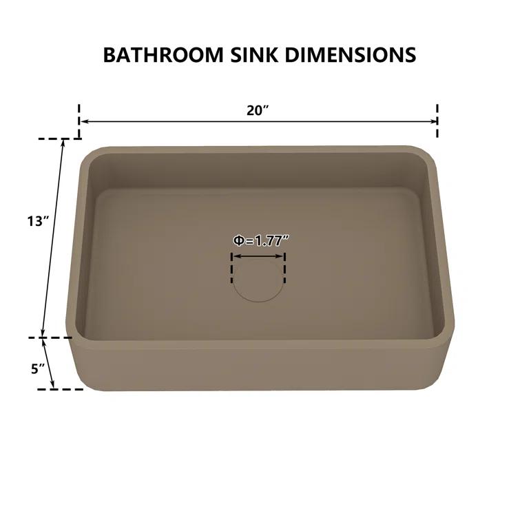 CASAINC Maple 12.79'' Concrete Rectangular Bathroom Sink
