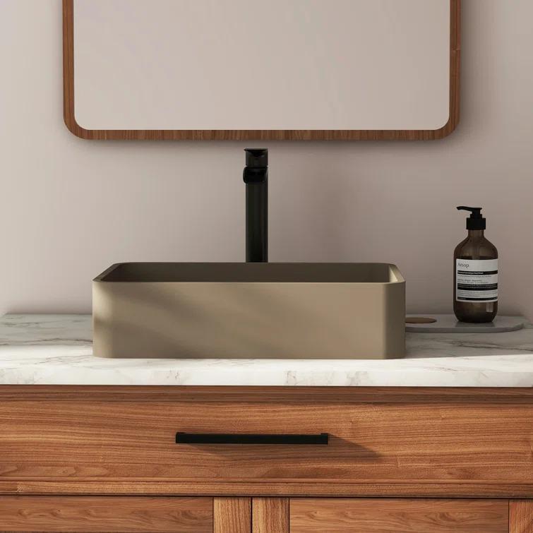 CASAINC Maple 12.79'' Concrete Rectangular Bathroom Sink