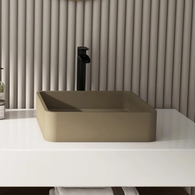 CASAINC CASAINC Maple 15.35'' Concrete Square Bathroom Sink CA-VS1020-TC