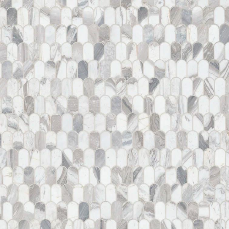 Edessa Scallop 12" x 13" Polished Marble Mosaic Floor and Wall Tile