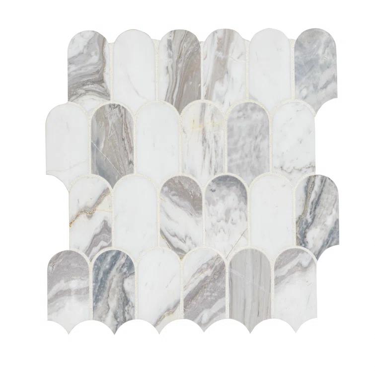 Edessa Scallop 12" x 13" Polished Marble Mosaic Floor and Wall Tile