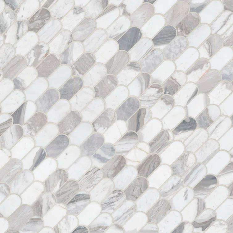 Edessa Scallop 12" x 13" Polished Marble Mosaic Floor and Wall Tile