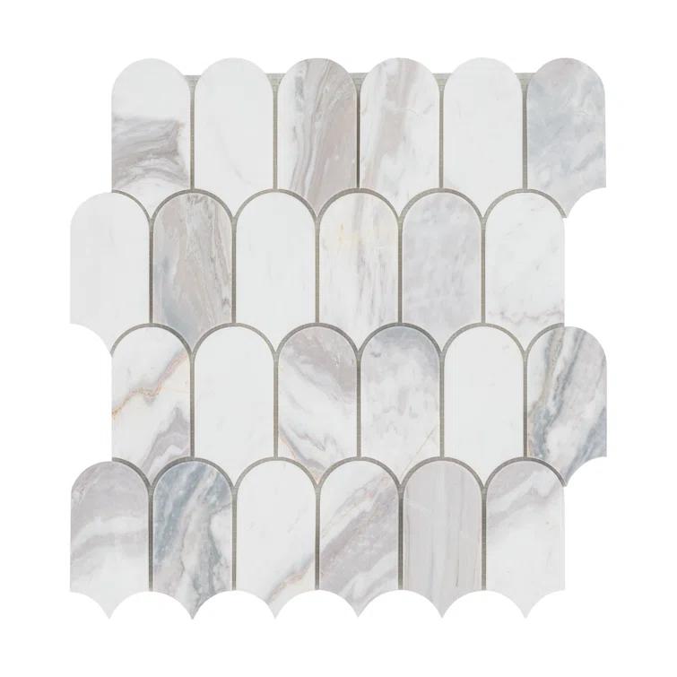 Edessa Scallop 12" x 13" Polished Marble Mosaic Floor and Wall Tile