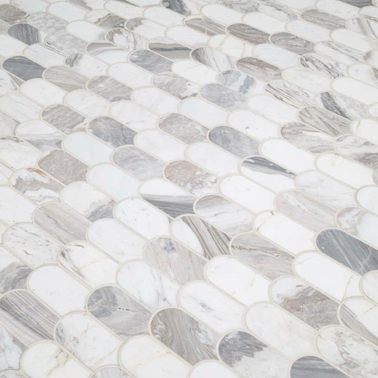 Edessa Scallop 12" x 13" Polished Marble Mosaic Floor and Wall Tile