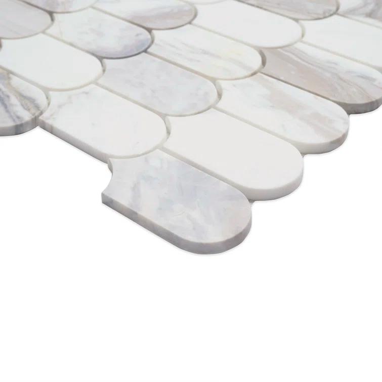 Edessa Scallop 12" x 13" Polished Marble Mosaic Floor and Wall Tile