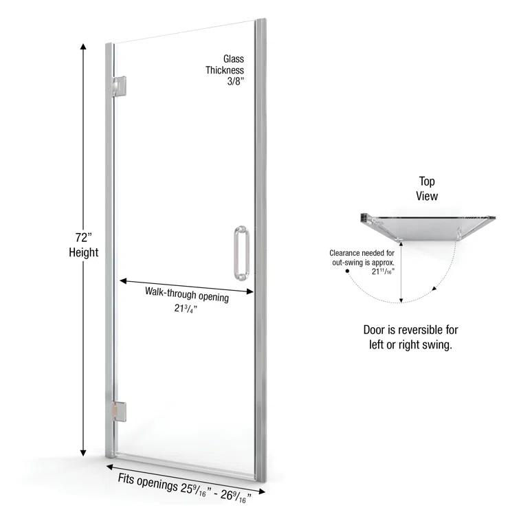 Coppia 26" x 72" Hinged Framed Shower Door