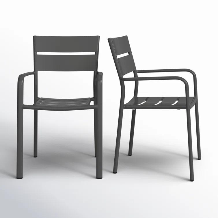 Bette Powder Coated Aluminum Outdoor Stacking Dining Armchair