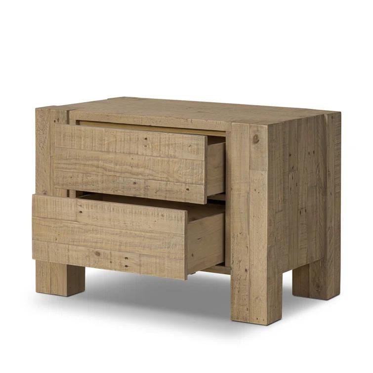 Light Blonde Solid Reclaimed Pine 3-Drawer Nightstand