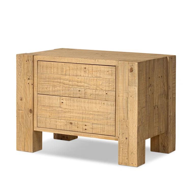 Light Blonde Solid Reclaimed Pine 3-Drawer Nightstand