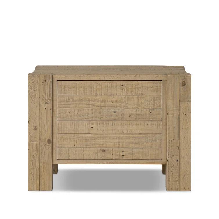 Light Blonde Solid Reclaimed Pine 3-Drawer Nightstand