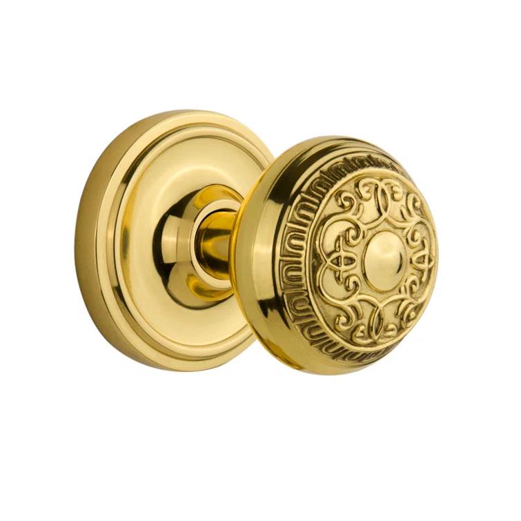 Unlacquered Brass Egg & Dart Door Knob with Classic Rosette