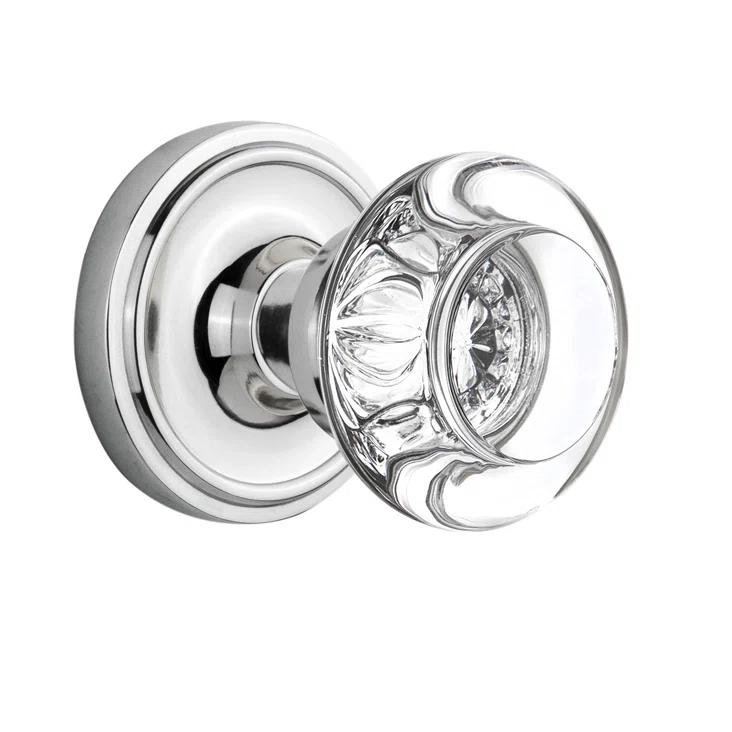 Classic Rosette with Round Clear Crystal Door Knob