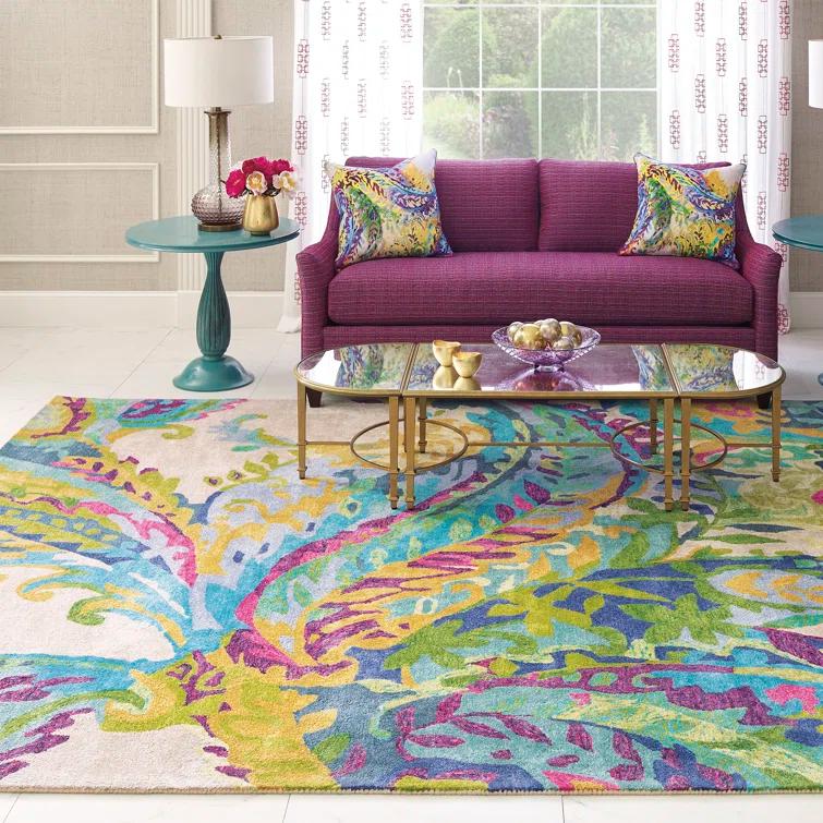 Galleria Floral Handmade Tufted Wool Blue/Green/Yellow Area Rug