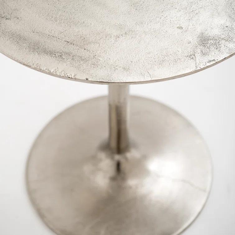 Silver Round Metal Contemporary End Table