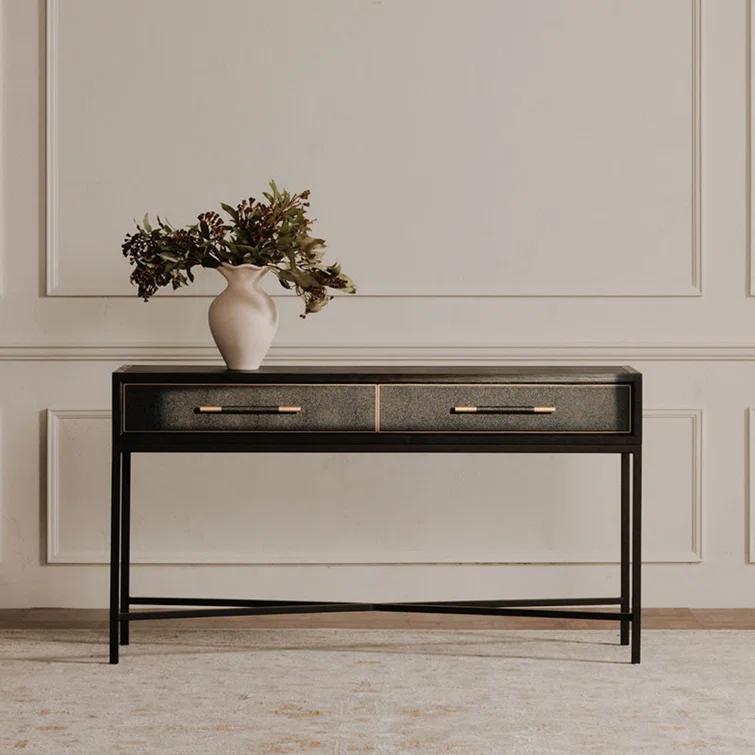 Contemporary Meera 59" Gray and Gold Console Table with Storage