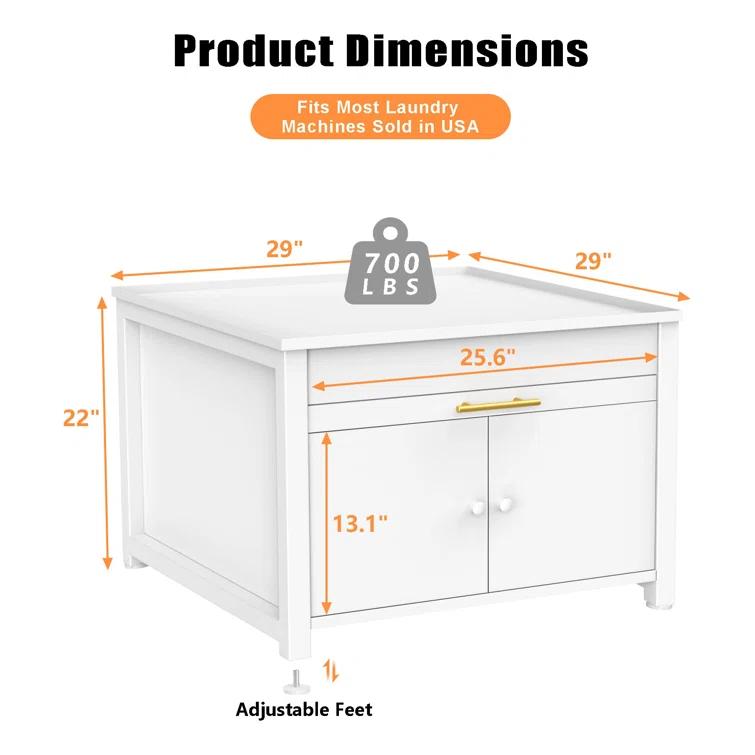Washer Dryer Laundry Pedestal 29" Universal Fit Anti-Vibration Stand with Built-in Drain Pan + Hose