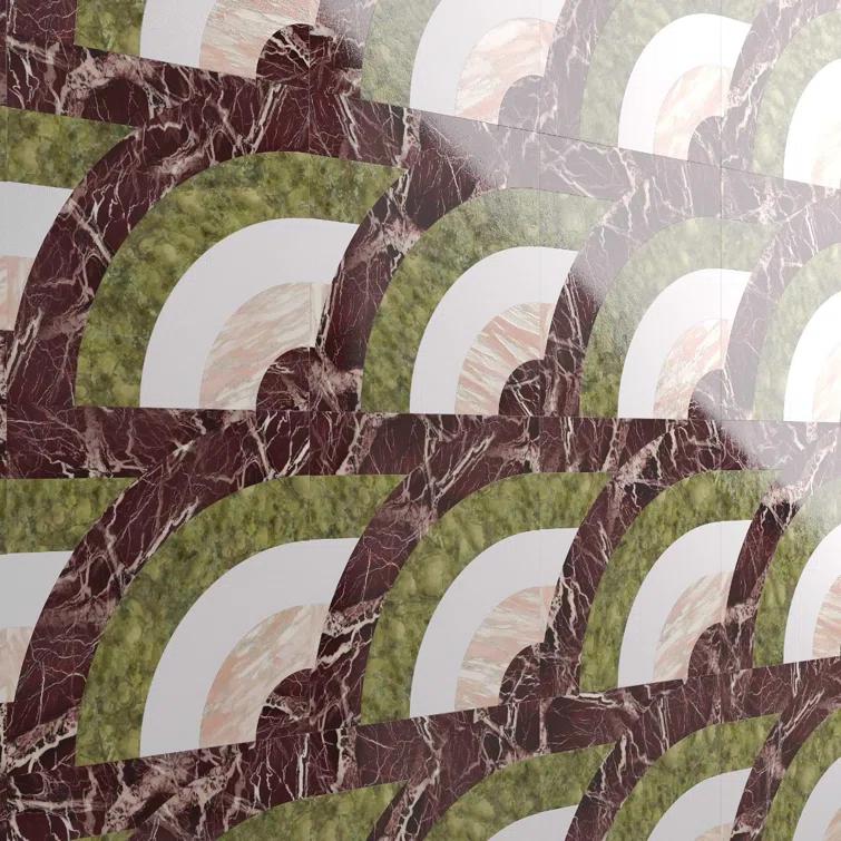 Elizabeth Sutton Curve Horizontal 2" x 12" Marble Novelty Mosaic Wall & Floor Tile ( 1 sq. ft. / sheet)