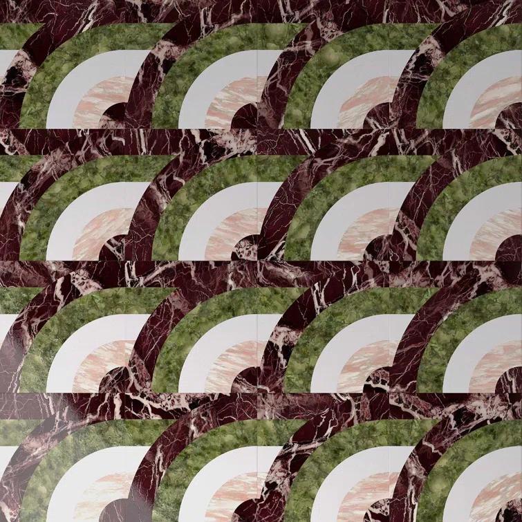 Elizabeth Sutton Curve Horizontal 2" x 12" Marble Novelty Mosaic Wall & Floor Tile ( 1 sq. ft. / sheet)