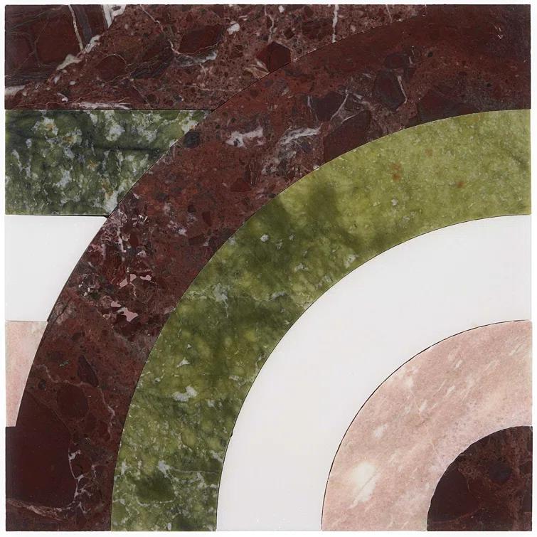 Elizabeth Sutton Curve Horizontal 2" x 12" Marble Novelty Mosaic Wall & Floor Tile ( 1 sq. ft. / sheet)