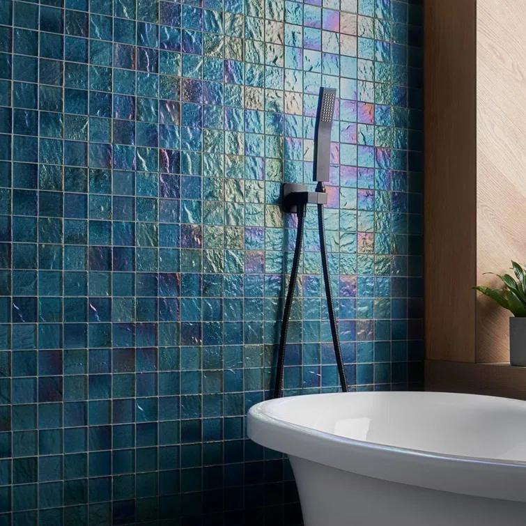 Bond Tile Speckle 11.73" x 11.73" Iridescent 2" Squares Glass Mosaic Wall Tile (0.95 Sq. Ft. / Sheet) | Wayfair