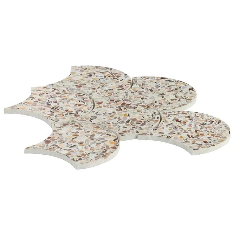 Shoal 5" Fishscale Terrazzo and Pearl Wall & Floor Mosaic Tile (0.74 Sq. Ft. / Sheet)