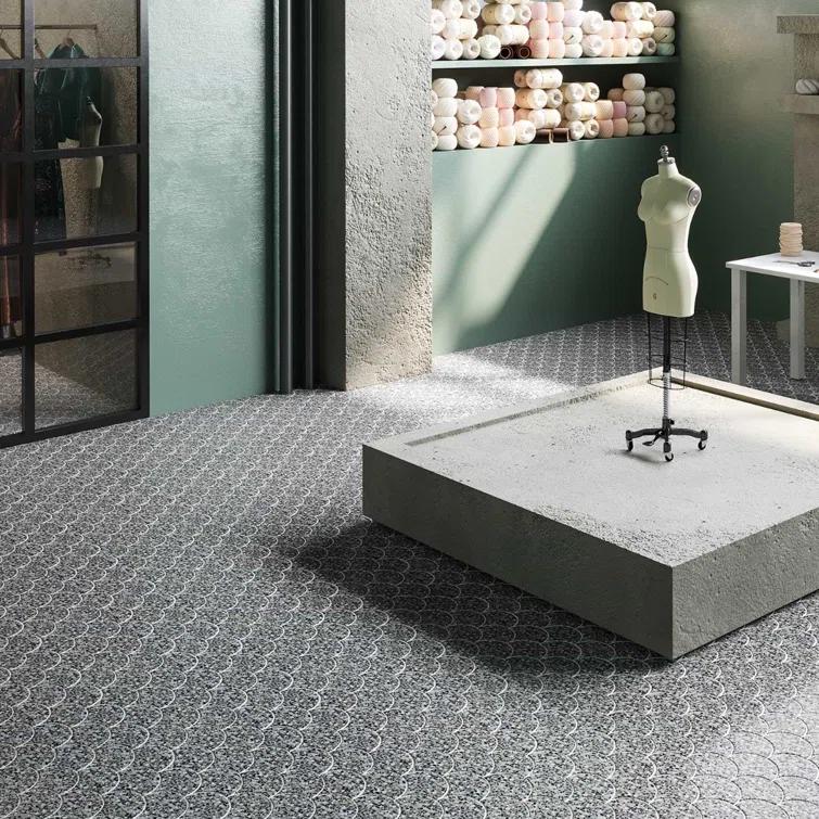 Shoal 5" Fishscale Terrazzo and Pearl Wall & Floor Mosaic Tile (0.74 Sq. Ft. / Sheet)