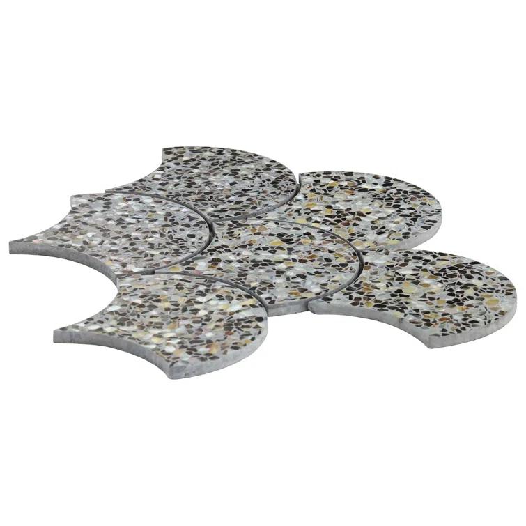 Shoal 5" Fishscale Terrazzo and Pearl Wall & Floor Mosaic Tile (0.74 Sq. Ft. / Sheet)