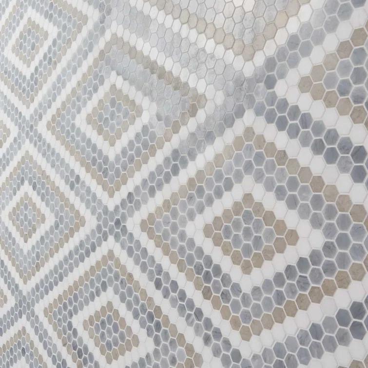 Hyperion 15.03'' W x 17.36'' L Marble Tile Mosaic Sheet