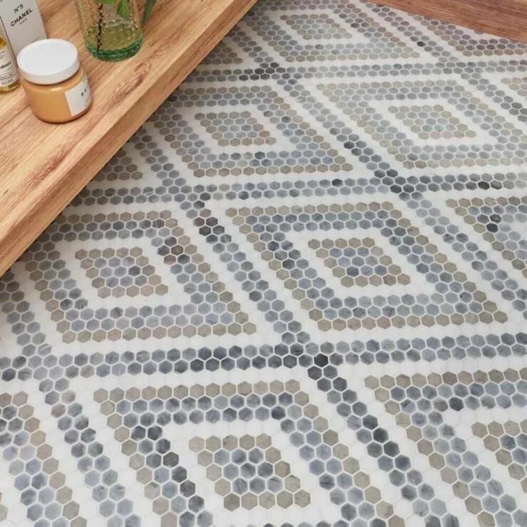 Hyperion 15.03'' W x 17.36'' L Marble Tile Mosaic Sheet