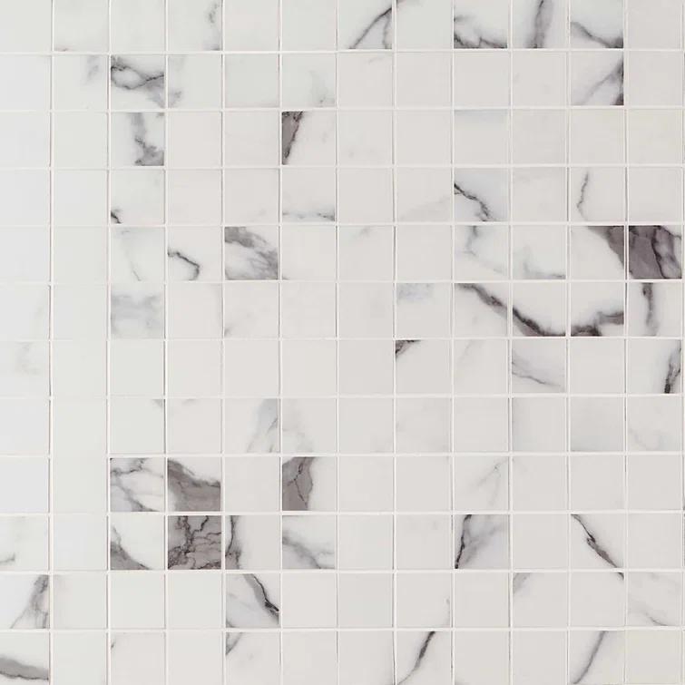 Saroshi Statuario Valley 11.81 in. x 11.81 in. Matte Porcelain Floor and Wall Mosaic Tile (0.96 sq. ft./Each)