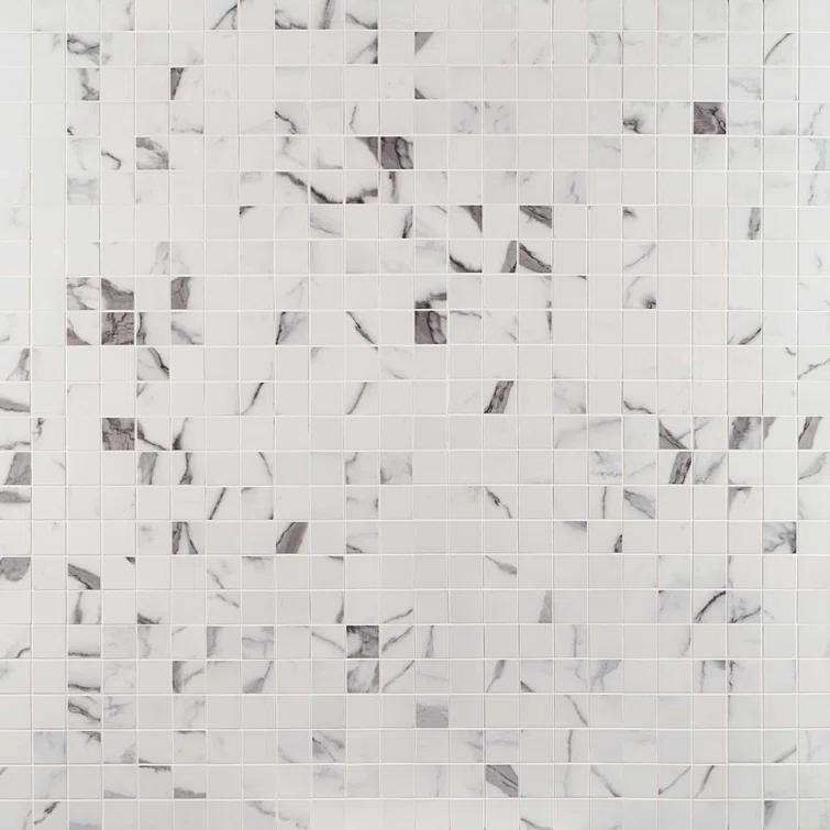 Saroshi Statuario Valley 11.81 in. x 11.81 in. Matte Porcelain Floor and Wall Mosaic Tile (0.96 sq. ft./Each)