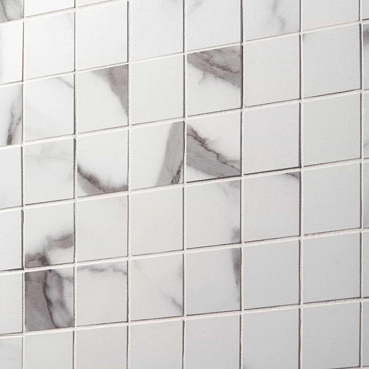 Saroshi Statuario Valley 11.81 in. x 11.81 in. Matte Porcelain Floor and Wall Mosaic Tile (0.96 sq. ft./Each)