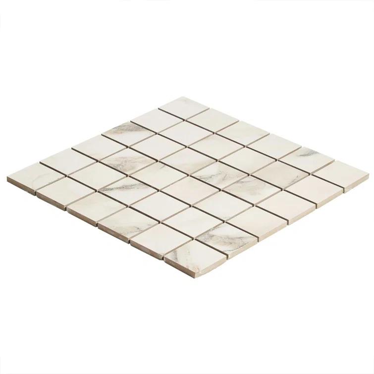 Saroshi Calacatta Rustico 11.81 in. x 11.81 in. Matte Porcelain Floor and Wall Mosaic Tile (0.96 sq. ft./Each)
