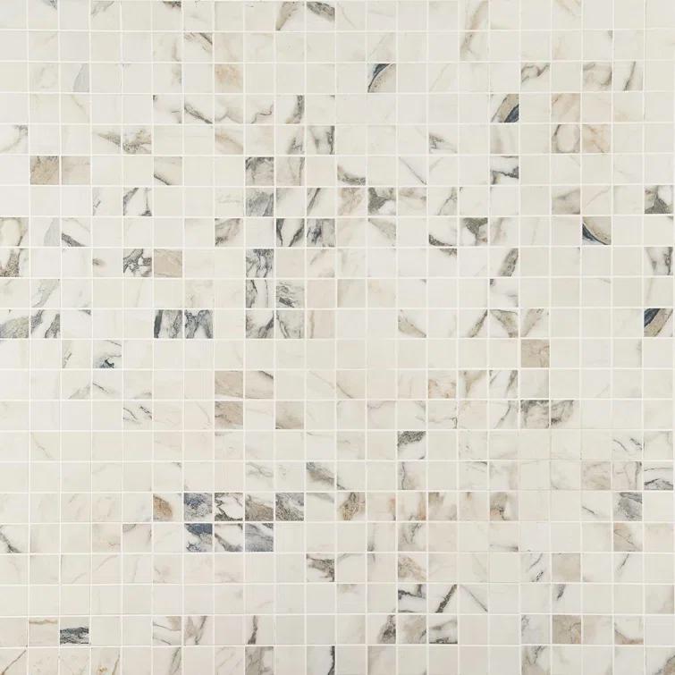 Saroshi Calacatta Rustico 11.81 in. x 11.81 in. Matte Porcelain Floor and Wall Mosaic Tile (0.96 sq. ft./Each)