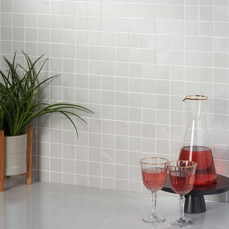 Saroshi Onyx Bianco 11.81 in. x 11.81 in. Matte Porcelain Floor and Wall Mosaic Tile (0.96 sq. ft./Each)