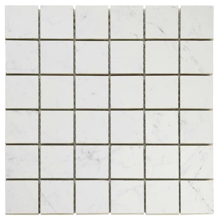 Saroshi Carrara Giola 11.81 in. x 11.81 in. Matte Porcelain Floor and Wall Mosaic Tile (0.96 sq. ft./Each)