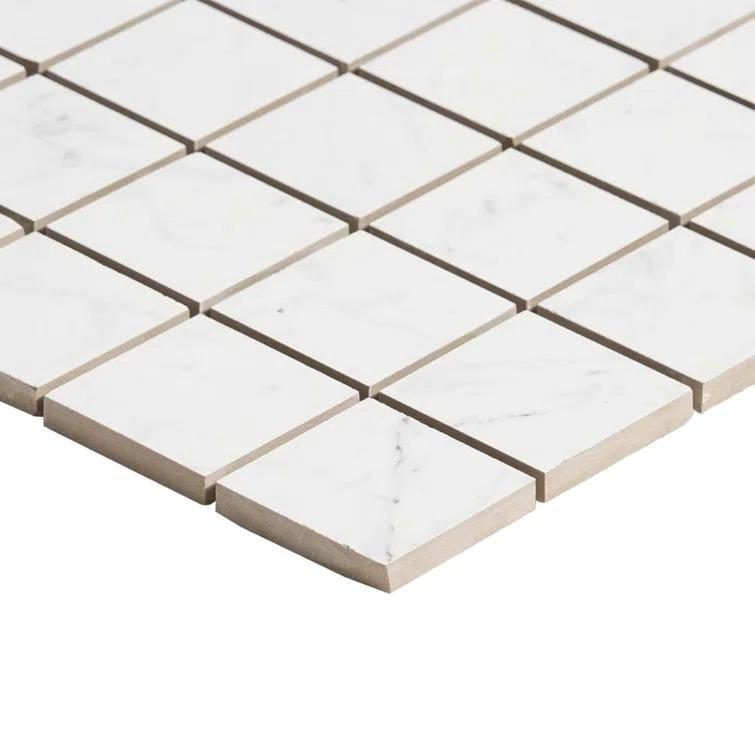 Saroshi Carrara Giola 11.81 in. x 11.81 in. Matte Porcelain Floor and Wall Mosaic Tile (0.96 sq. ft./Each)