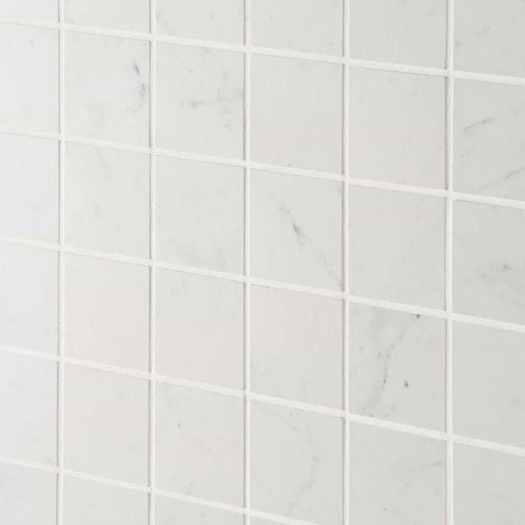 Saroshi Carrara Giola 11.81 in. x 11.81 in. Matte Porcelain Floor and Wall Mosaic Tile (0.96 sq. ft./Each)