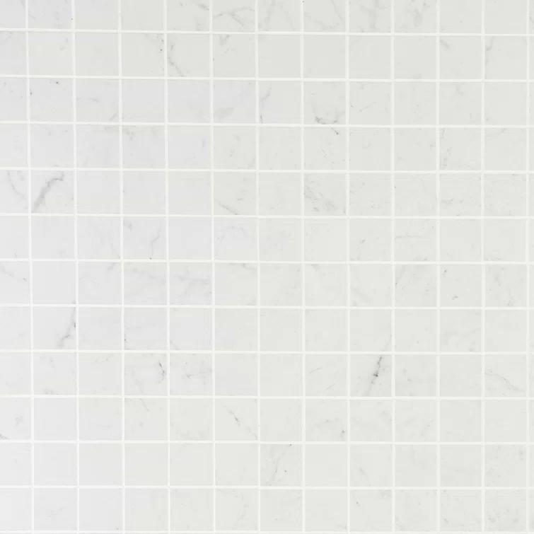 Saroshi Carrara Giola 11.81 in. x 11.81 in. Matte Porcelain Floor and Wall Mosaic Tile (0.96 sq. ft./Each)