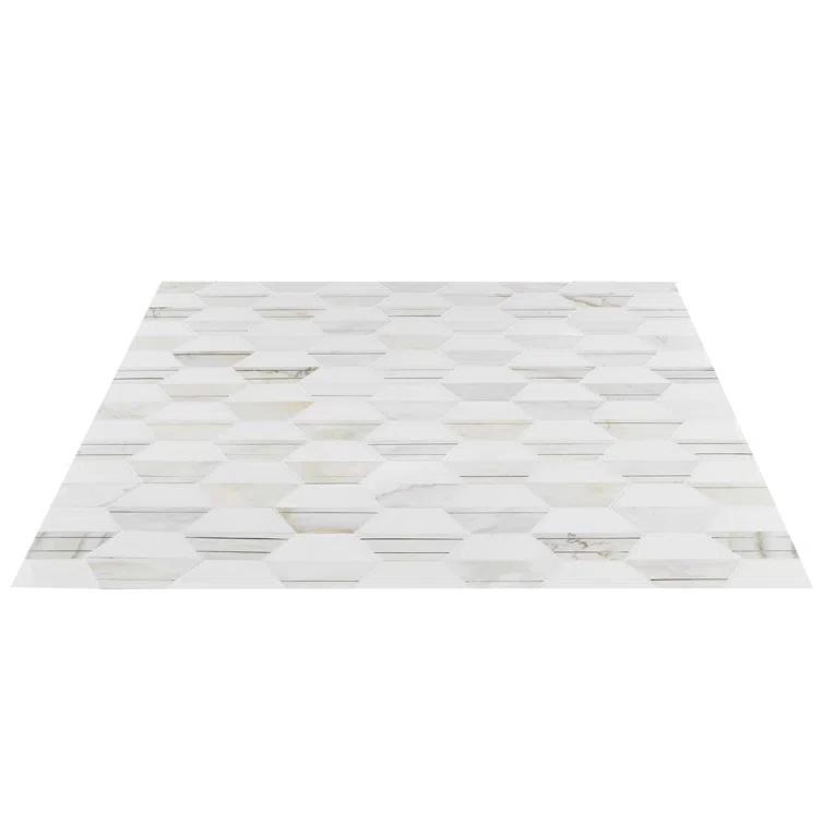 Meld 10.43" x 12.04" Marble and Brass Mosaic Hexagon Tile (0.87 Sq. Ft. / Sheet)