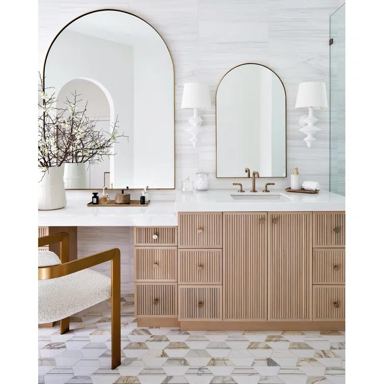 Meld 10.43" x 12.04" Marble and Brass Mosaic Hexagon Tile (0.87 Sq. Ft. / Sheet)