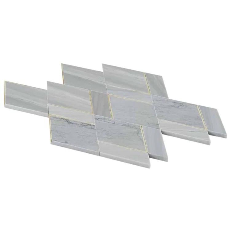 Mehko 11.81 in. x 14.96 in. Polished Marble and Brass Wall Tile
