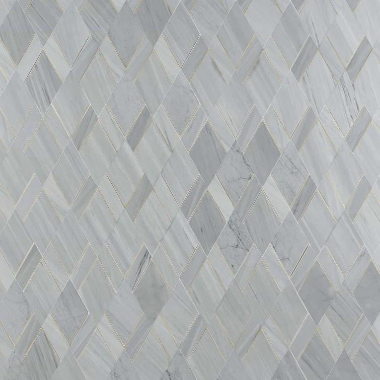 Mehko 11.81 in. x 14.96 in. Polished Marble and Brass Wall Tile