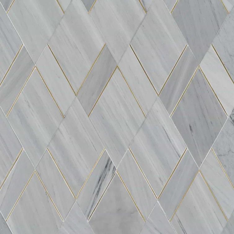 Mehko 11.81 in. x 14.96 in. Polished Marble and Brass Wall Tile