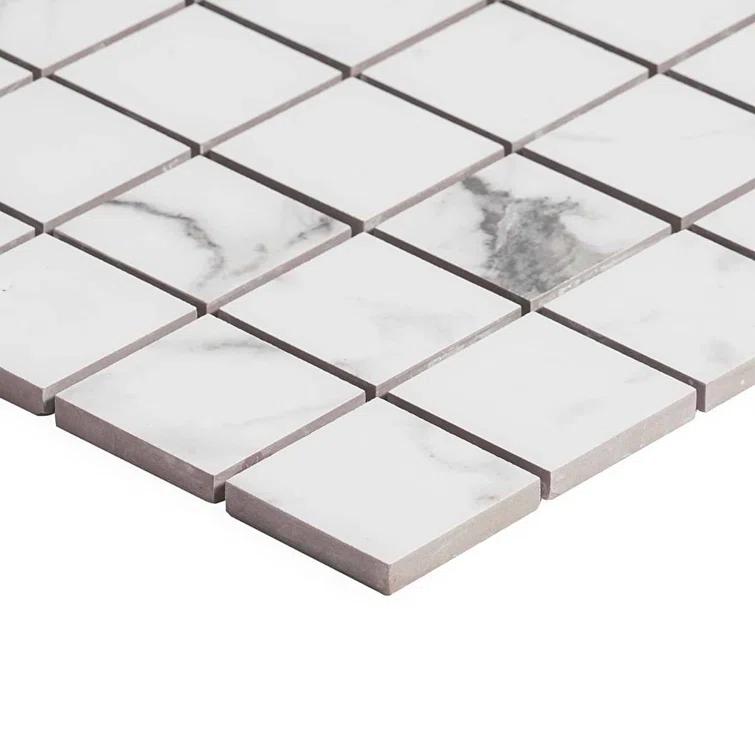 Saroshi Statuario Venato 11.81 in. x 11.81 in. Matte Porcelain Floor and Wall Mosaic Tile (0.96 sq. ft./Each)