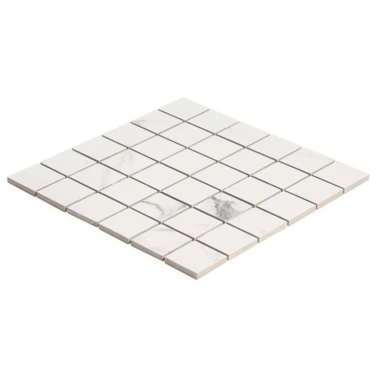 Saroshi Statuario Venato 11.81 in. x 11.81 in. Matte Porcelain Floor and Wall Mosaic Tile (0.96 sq. ft./Each)