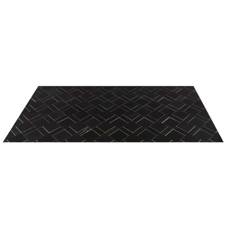 Mehko 11.81 in. x 14.96 in. Polished Marble and Brass Wall Tile