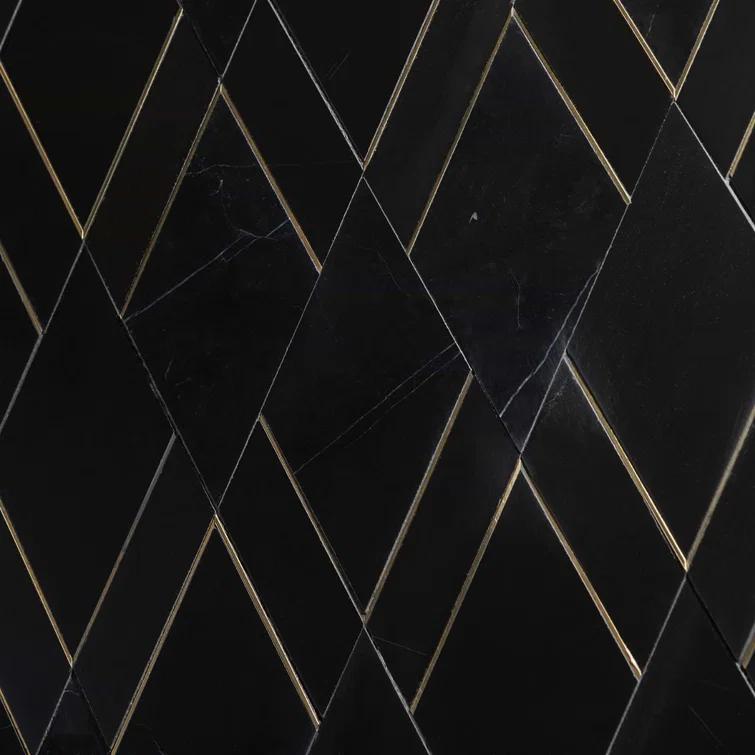 Mehko 11.81 in. x 14.96 in. Polished Marble and Brass Wall Tile