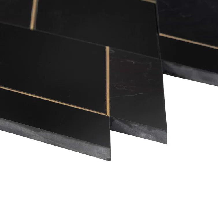 Mehko 11.81 in. x 14.96 in. Polished Marble and Brass Wall Tile