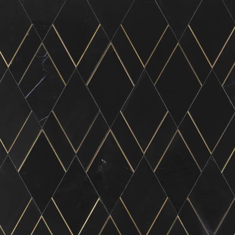 Mehko 11.81 in. x 14.96 in. Polished Marble and Brass Wall Tile